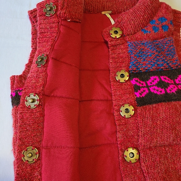 Free People Women's Fair Isle Wool Blend Sweater Vest sz M - Picture 4 of 7